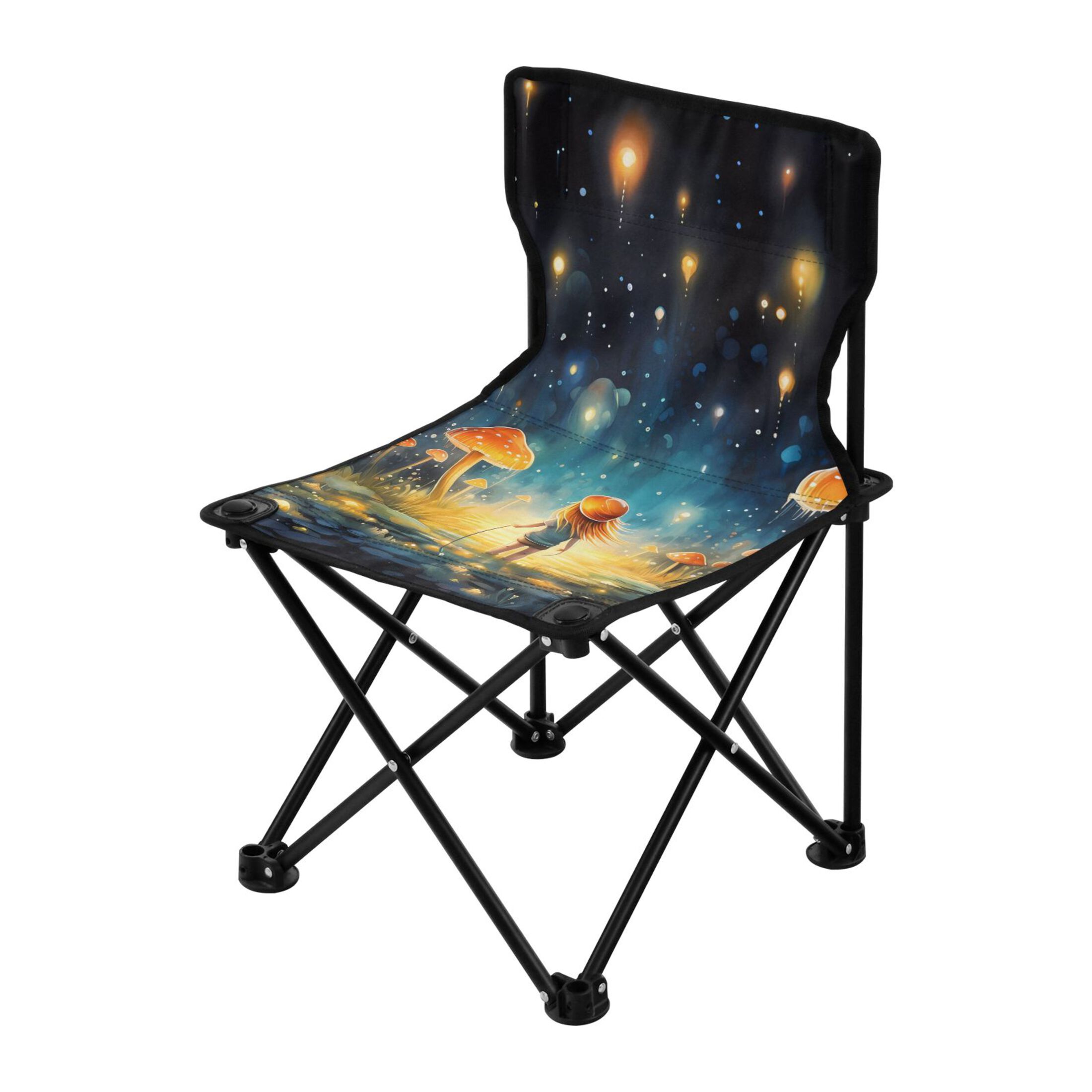 Magic Mushrooms with Girl Portable Camping Chair Small for Kids Outdoor