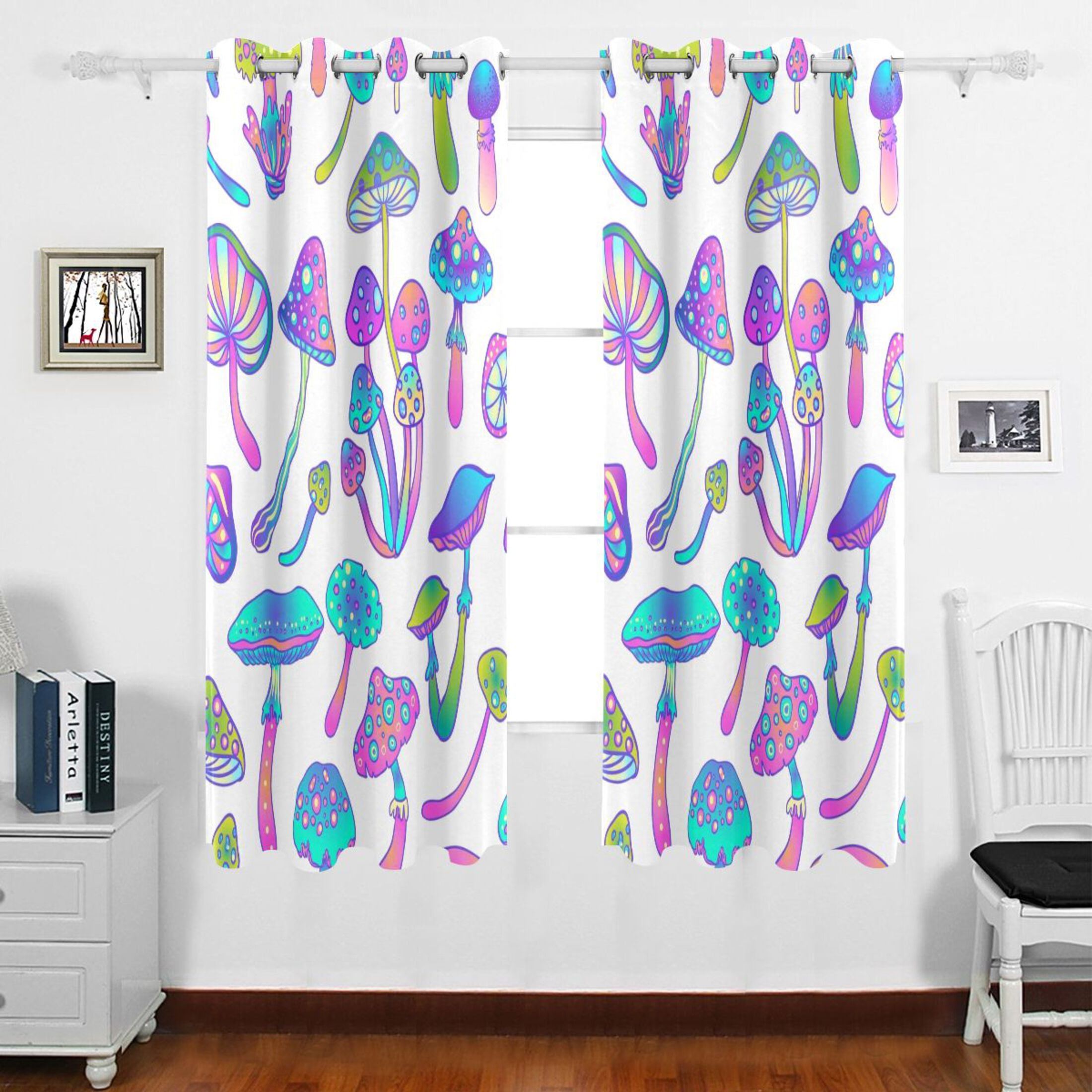 Magic Mushrooms with Rainbow Grommet Blackout Curtains Thermal