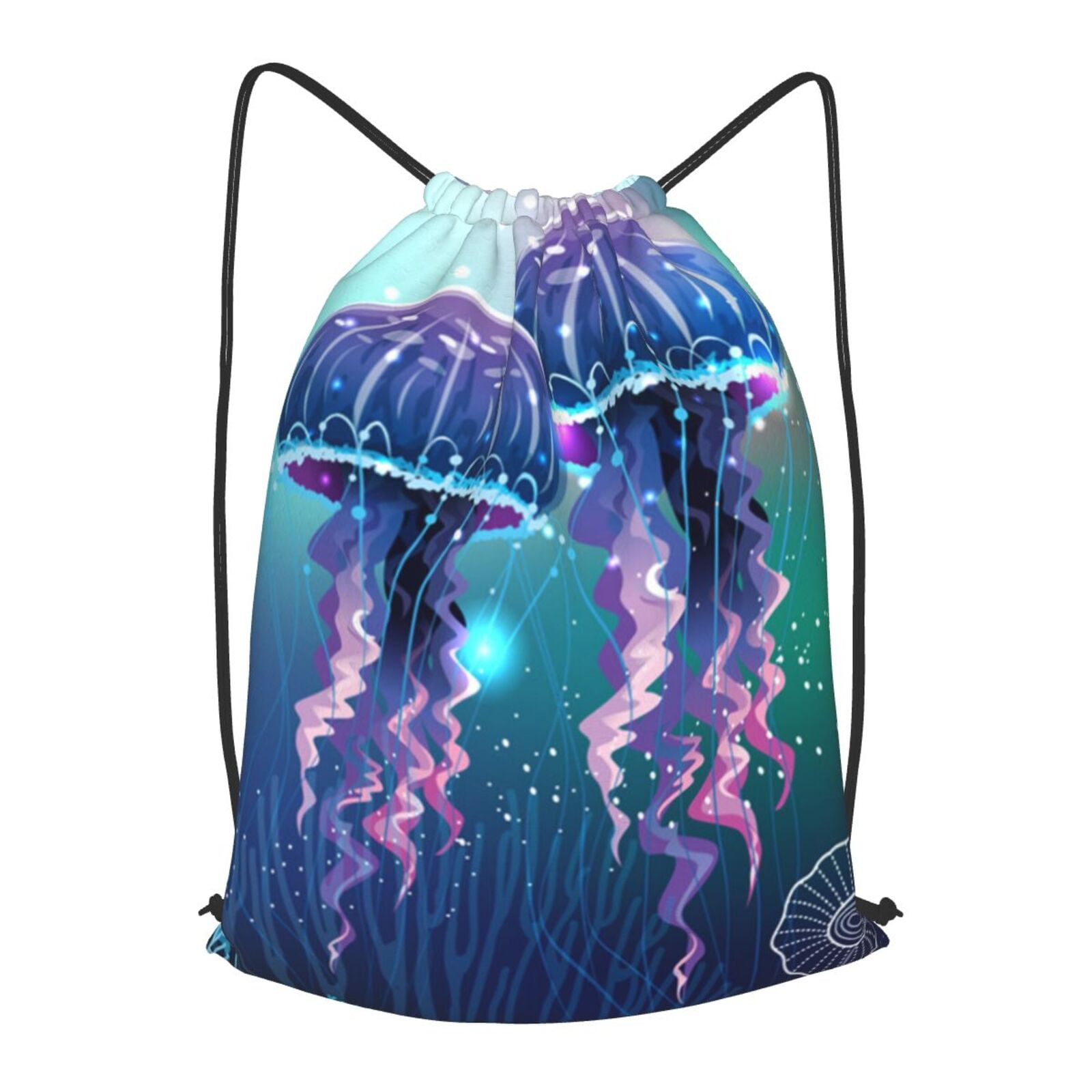 Magic Neon Light Jellyfish Drawstring Backpack Gym String Bag Sports ...