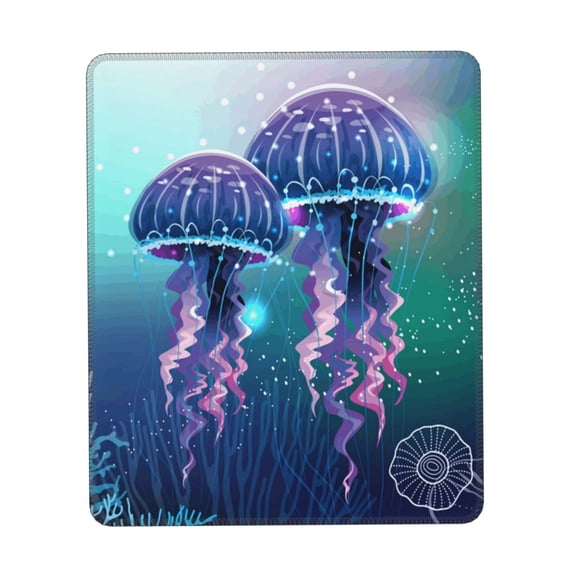 Magic Neon Light Jellyfish Gaming Mouse Pad 10 x 12 inch Rectangle Computer Mousepad Mat Non-Slip Rubber Base for Office Laptop PC