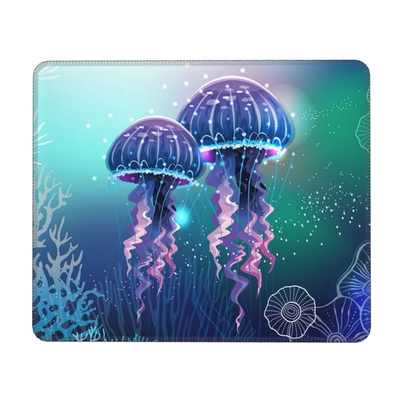 Magic Neon Light Jellyfish Mouse Pad Non-Slip Rubber Gaming Mousepad Rectangle for Computers Laptop 10 x 12 inch