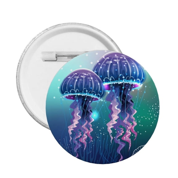 Magic Neon Light Jellyfish Round Button Pin Badge 5PCS Pinback Buttons Lapel Pin for Jacket, Backpack, Hat, Party Favor, Gift