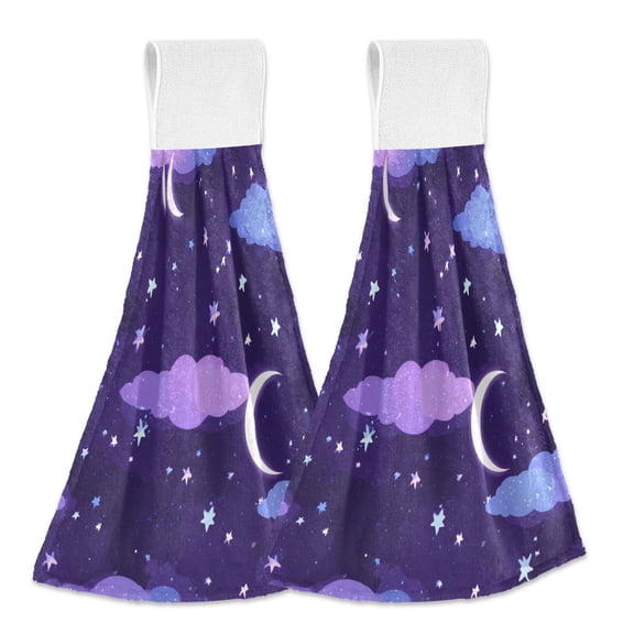 Magic Night Clouds Hand Towels 2 Pack Quick Drying Home Storage Kitchen Towel Hooks Dish Cloths 14''x18''