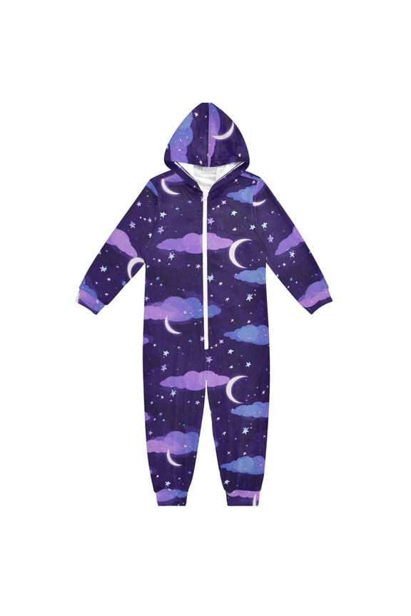 Magic Night Clouds One Piece Pajamas Soft Jumpsuit Cozy Sleep and Play Romper Zipper and Pockets 12-13Y