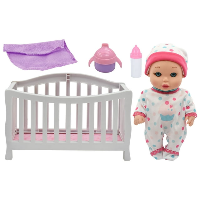 Magic Nursery Doll In Crib 8" Baby Doll Playset New Adventures
