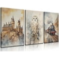 thumbnail image 1 of Magic Nursery Wall Art Express Train Snowy Owl Magic Castle Painting Wall Decor Magic Canvas Neutral Watercolor Poster Print Artwork for Kid Baby Nursery Home Decoration, 1 of 6