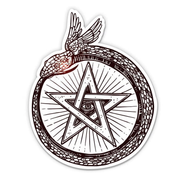 Magic Occult Snake Ouroborus - 3" Vinyl Sticker - For Car Laptop I-Pad Phone Helmet Hard Hat - Waterproof Decal