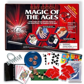 Ruby Edition Magic Kit for Kids Age 8-12 with Card Magic, Coin Tricks, Puzzles and Mental Effects, Includes Royal Deck and 125 Tricks with Cards Book, Beginner Friendly Magician Set for Family Shows