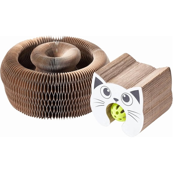 Magic Organ Cat Scratcher Board Cat Ball Adventure The Ultimate Interactive Mental Physical Exercise for Indoor Cats Toy (White and Orange, 1PCS)