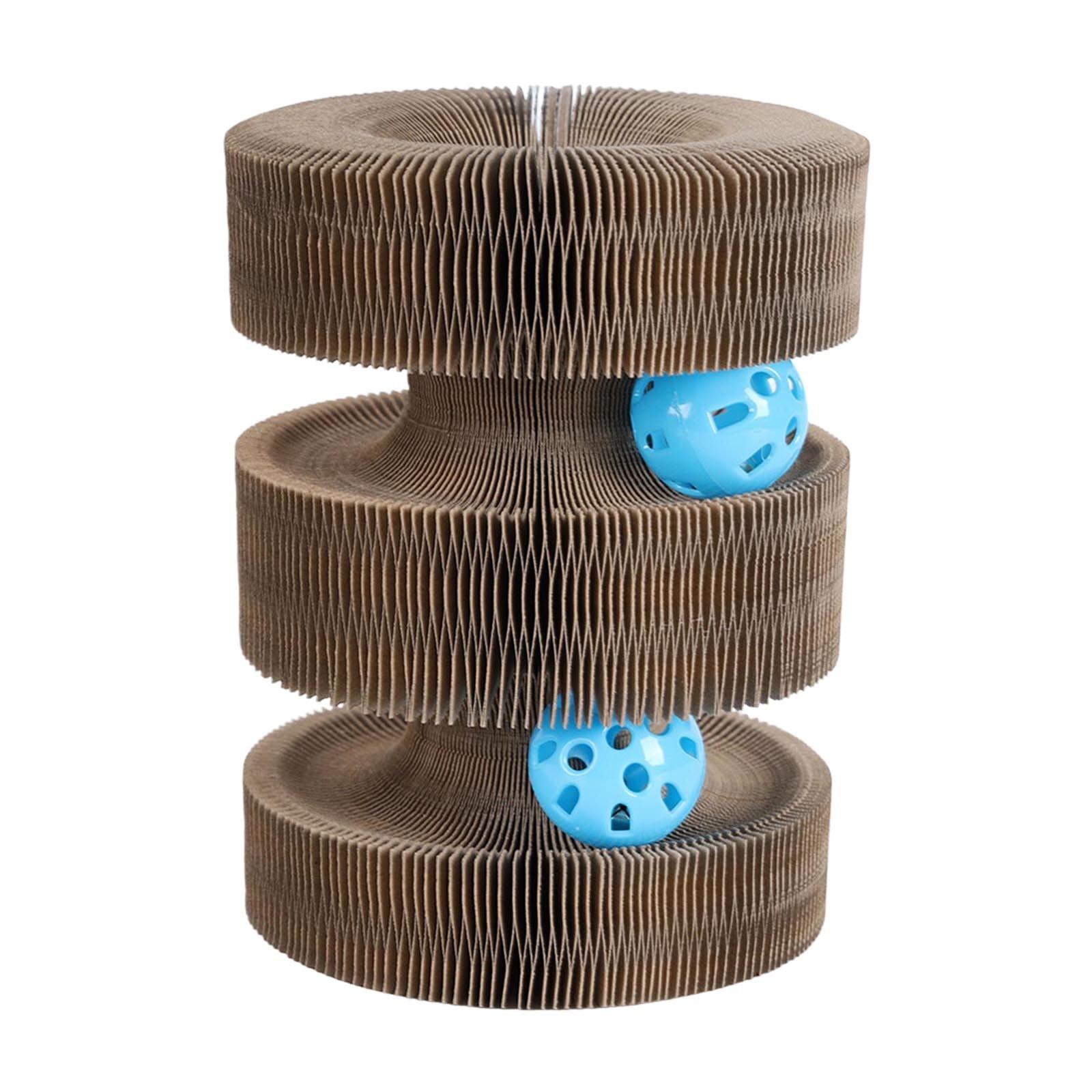 Magic Cat Scratcher Toy - Foldable Cardboard Scratcher with Bell & Track Ball - Interactive Exercise Board for Indoor Cats - Eco-Friendly & Durable Design