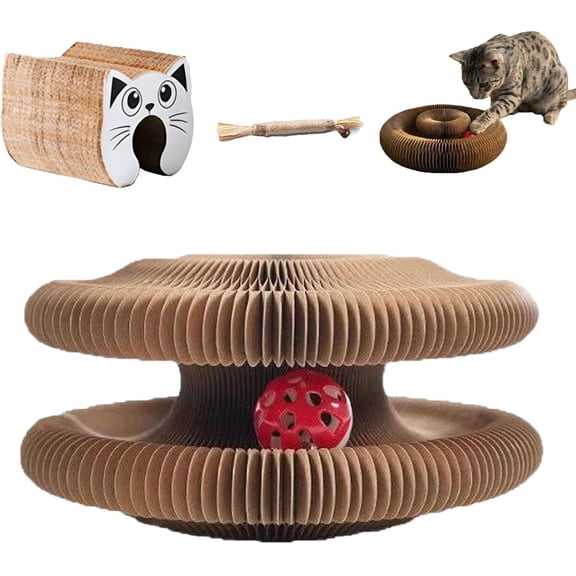 Magic Organ Cat Scratcher Toy, Foldable Kitty Accordion Magic Organ Cat Scratcher Board, Sturdy with Bell-Ball, Flexible Cats Scratchers for Indoor Cats Grinding Claws Exercise
