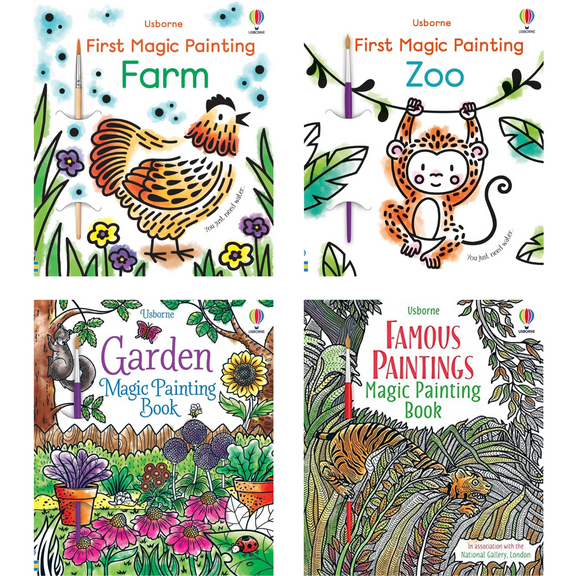 Magic Painting Set :  Famous Paintings Magic Painting Book; Garden Magic Painting Book;  First Magic Painting Zoo; First Magic Painting Farm  (Paperback Collection)