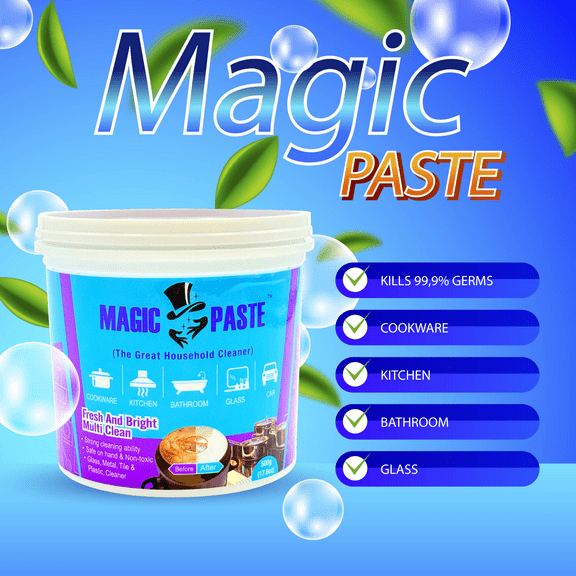 Magic Paste All-Purpose Cleaning Paste  16 oz.  For Dishes, Kitchen Sinks, Shoes, Metal, Ceramic, Glass Stovetops, Car Wheels & More
