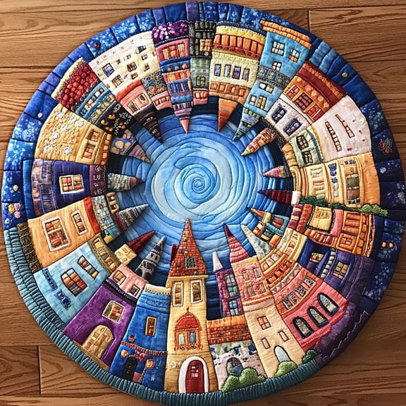 Magic Pathway Quilted Round Mat, 3D Optical Illusion Fantasy Rug, Magical Pathway Floor Mat, Mystical Home Decor, Indoor Outdoor Area Rug