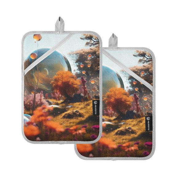 ALAZA Magic Pattern Pot Holders Set of 2 Heat Resistant Kitchen Oven Mitts