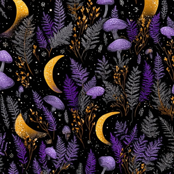 Magic Peel and Stick Wallpaper Enchanting Design Crescent Moons Mushrooms Sparkling Wall Mural 17.7in x 9.8ft Self Adhesive Removable Wall Paper Renter Friendly Wallpaper for Kids Bedroom Living Room