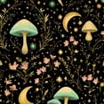 thumbnail image 1 of Magic Peel and Stick Wallpaper Golden Crescent Moons Mushrooms Glowing Vines Wall Mural 17.7in x 9.8ft Self Adhesive Removable Wall Paper Renter Friendly Wallpaper for Kids Bedroom Living Room, 1 of 8