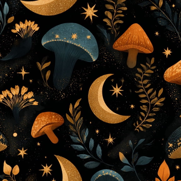 Magic Peel and Stick Wallpaper Magical Crescent Moon Stars Mushrooms Seamless Wall Mural 23.6in x 9.8ft Self Adhesive Removable Wall Paper Renter Friendly Wallpaper for Kids Bedroom Living Room