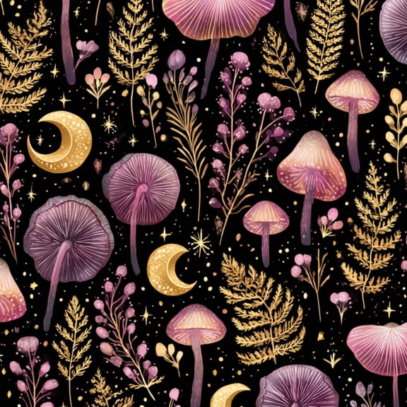 Magic Peel and Stick Wallpaper Whimsical Fantasy Crescent Moons Glowing Mushrooms Wall Mural 23.6in x 9.8ft Self Adhesive Removable Wall Paper Renter Friendly Wallpaper for Kids Bedroom Living Room