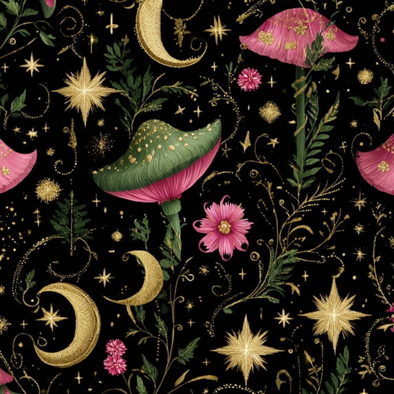 Magic Peel and Stick Wallpaper Whimsical Forest Crescent Moons Mushrooms Stars Wall Mural 17.7in x 9.8ft Self Adhesive Removable Wall Paper Renter Friendly Wallpaper for Kids Bedroom Living Room