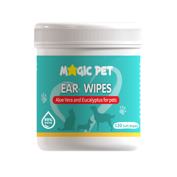 Magic Pet Ear Cleaner Wipes for Dogs & Cats, 120 Count