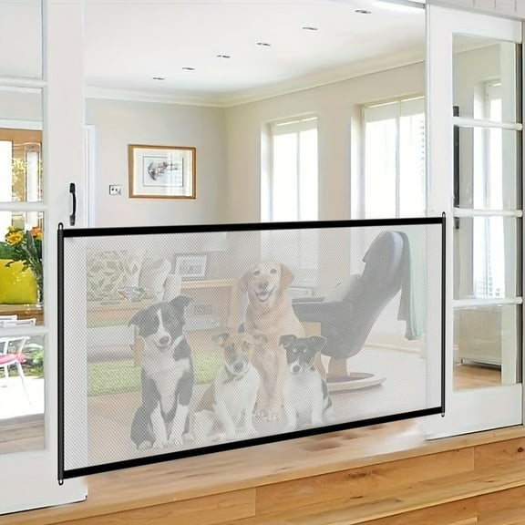 Magic Pet Gate, 28.34*43.3 Inch for The House Stairs Providing a Safe Enclosure for Pets to Play and Rest, Home Use No Drilling Antis Pet Door Fence Isolation Net Staircase Entrance