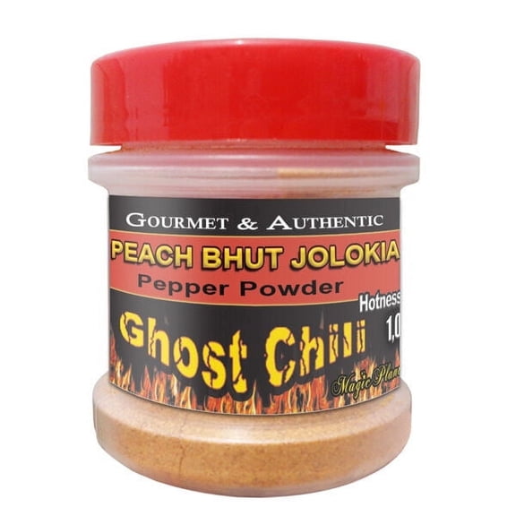 Magic Plant Bhut Jolokia Peach Powder 1/2oz Spice Jar | Peach Ghost Pepper