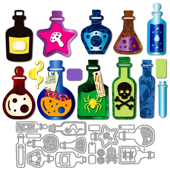 Magic Potion Carbon Steel Cutting Dies Stencils for DIY Scrapbooking Photo Album Decorative Embossing Paper Card Bottle 150~160x94~110x0.8mm