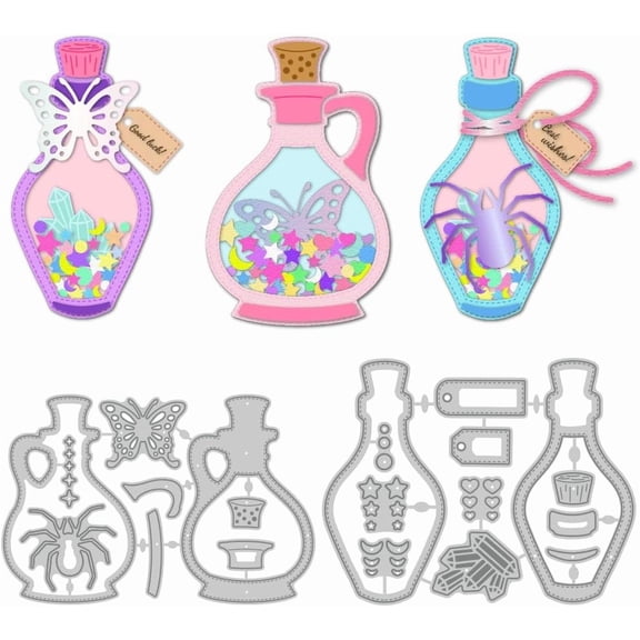 Magic Potion Theme Carbon Steel Cutting Dies Stencils for DIY Scrapbooking Photo Album Decorative Embossing Paper Card Bottle for DIY