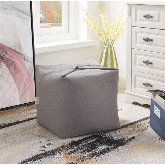 Magic Pouf Gray Beanbag Linen 3 in 1 Ottoman Chair Pillow