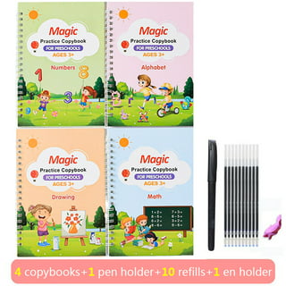 4pcs Grooved Handwriting Book, Letter Tracing for Kids Ages 5-6 Grooved Writing Books for Kids Age 6-8 Handwriting Aid
