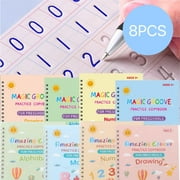 WLGJL Magic Practice Copybook, Reusable Writing Practice Book, Calligraphy 8.66in x 6.54in, 8 Books with Pens