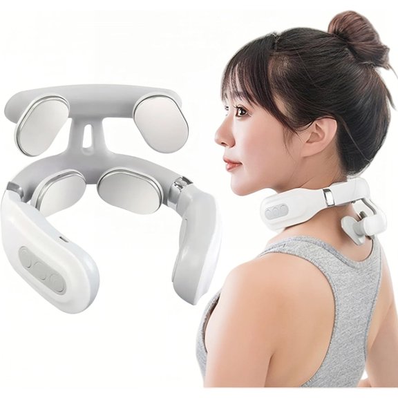 Magic Pro 2.0 Neck Massager with Heat and Vibration Modes, Ergonomic Design, Portable, Hands Free Muscle Relaxation Device