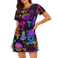 thumbnail image 1 of Vdmgr by Vdmgr Women's Magic Psychedelic Mushrooms Skull Nightgowns & Sleepshirts Casual, Black, 1 of 8