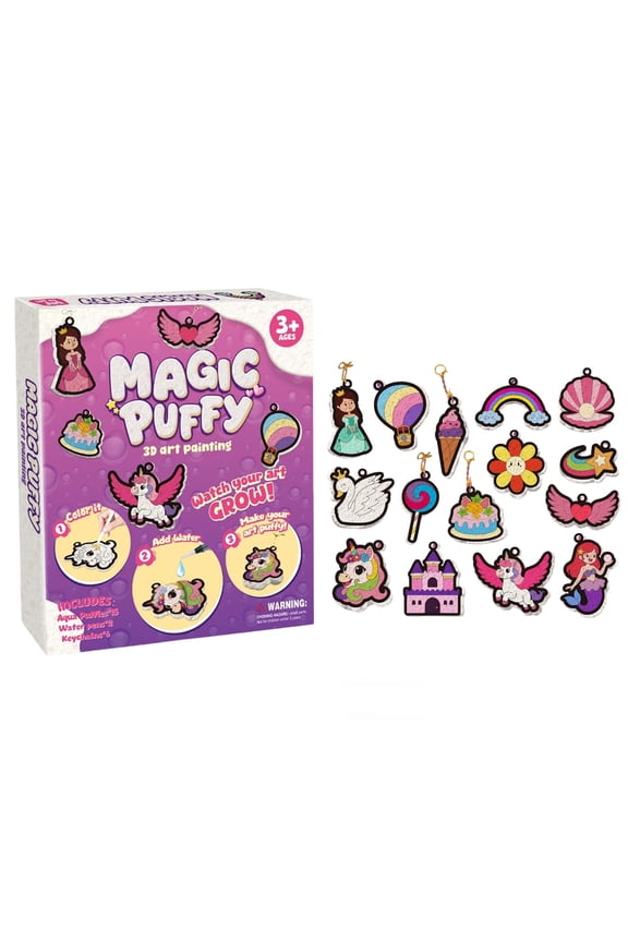 DIY Art Supplies Puffy 3D Art Painting Craft Keychain Set, Multicolor, 1