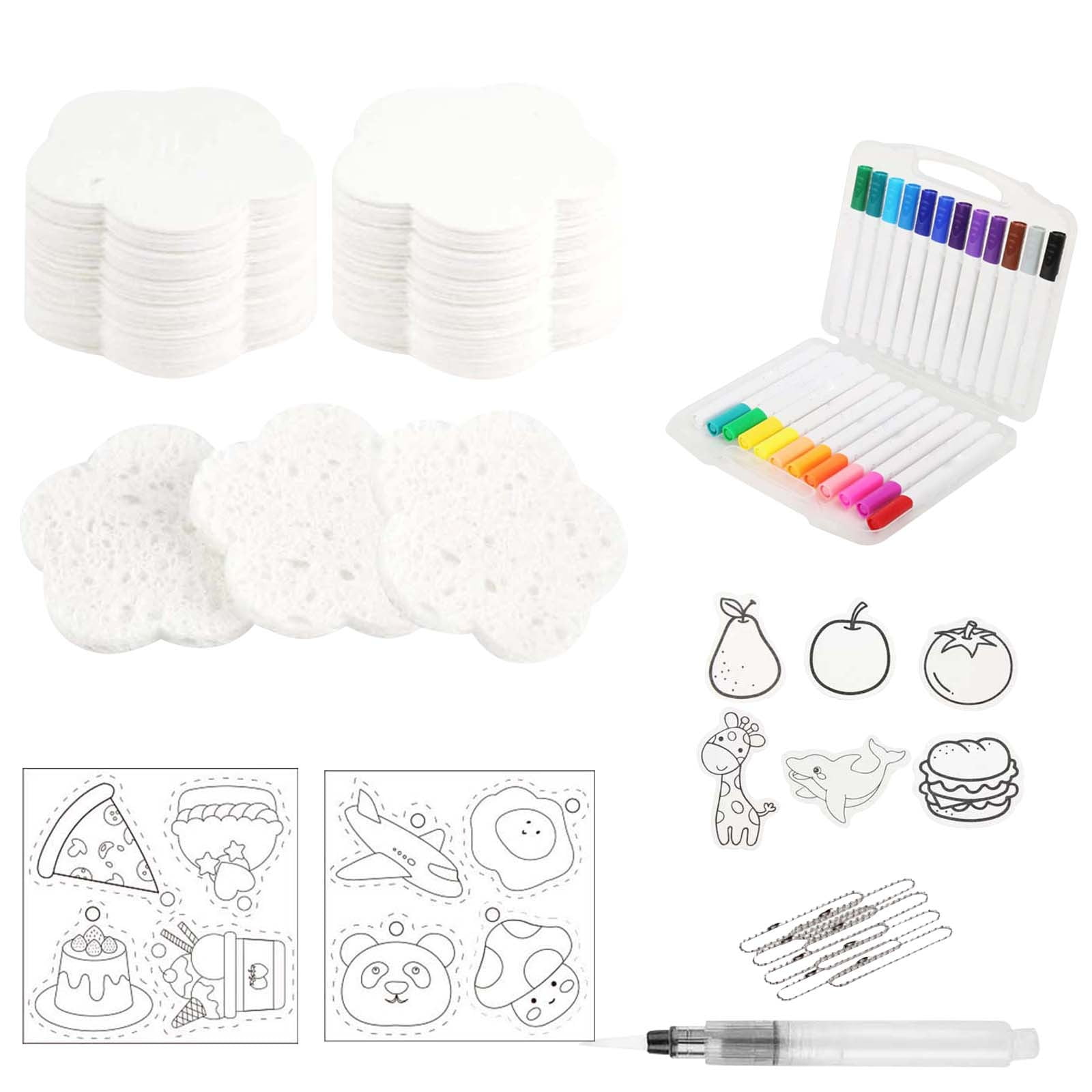 Magic Puffy Paint Art Kit-10 Foam Canvases, 24 Vibrant Markers & Water Pen - 3D Raised Painting for Kids Crafts with Stencils & Beads - Creative DIY Gift Set for Ages 5+