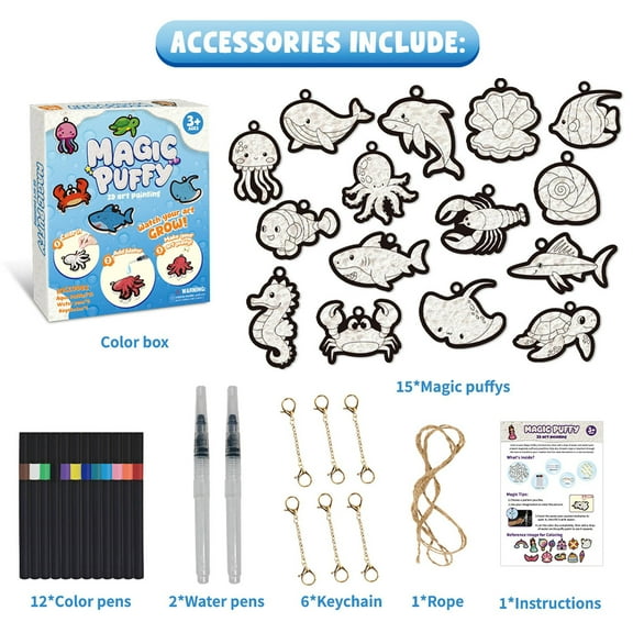 Magic Puffy Paint DIY Texture Art Kit with 20ml Bottles, Sponge Sensory Toy for kidds Crafts and Creative Relief