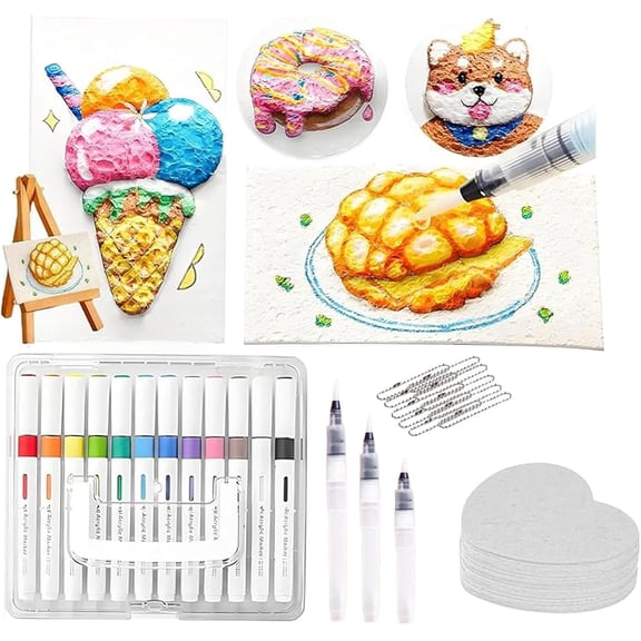 Magic Puffy Paint Kit for Kids, Magic Foam Texture Painting Paper, 3D Drawing Canvas Sponge, DIY Bubble Drawing Pens Art Supplies (Heart)
