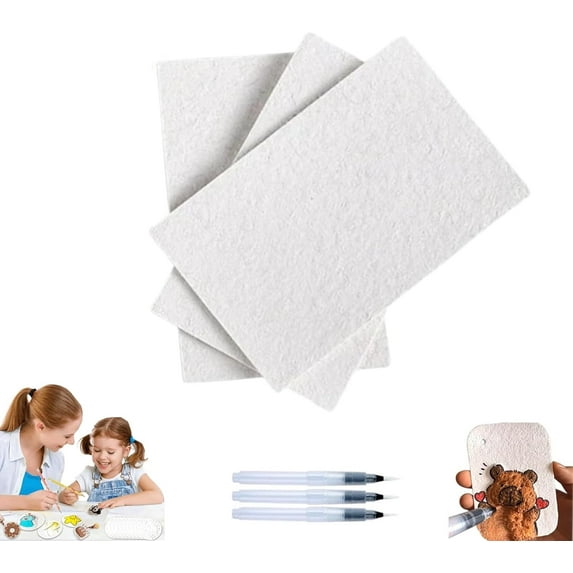 Magic Puffy Paint, Magic Puffy Paint Paper, Foam Texture Blank Painting Paper, 3D Drawing Magiccanvas Sponge with Water Brush (Rectangle)