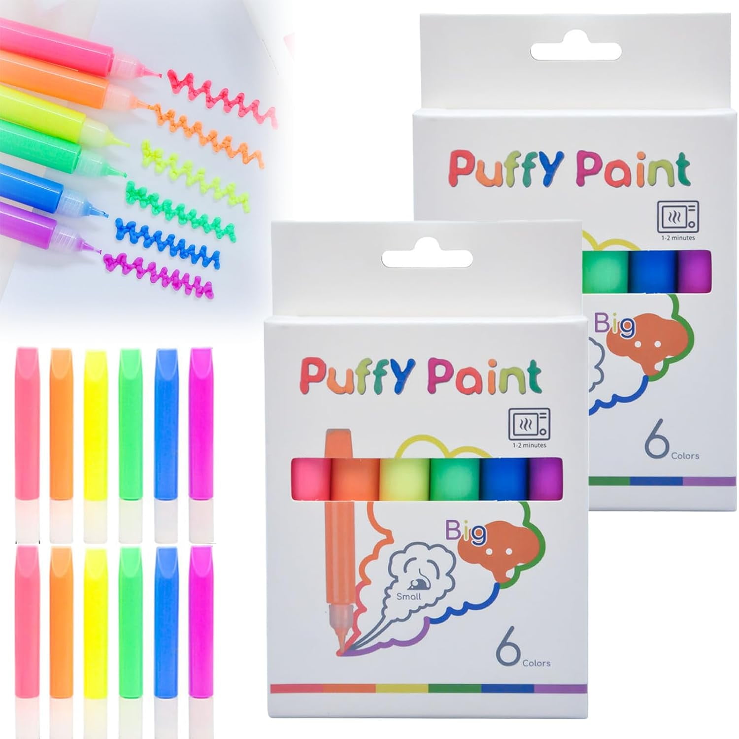 Magic Puffy Paint Set - 3D Schaumstoff Malerei Mit 12 Farbstiften (Herzform)