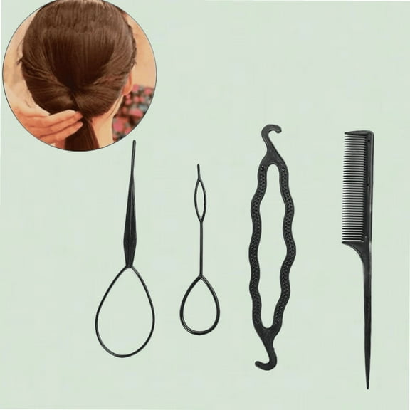 Magic Pull Hair Pin Hair Twist Styling Stick Clip Bun Maker Braid Ponytail Holder DIY Hair Style Styling Tool for Ladies Girls (4pcs)