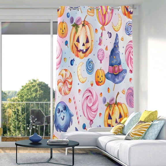 Magic Pumpkin Halloween Candy Blackout Curtains 84"x52" Thermal Insulated Curtain 1 Panel