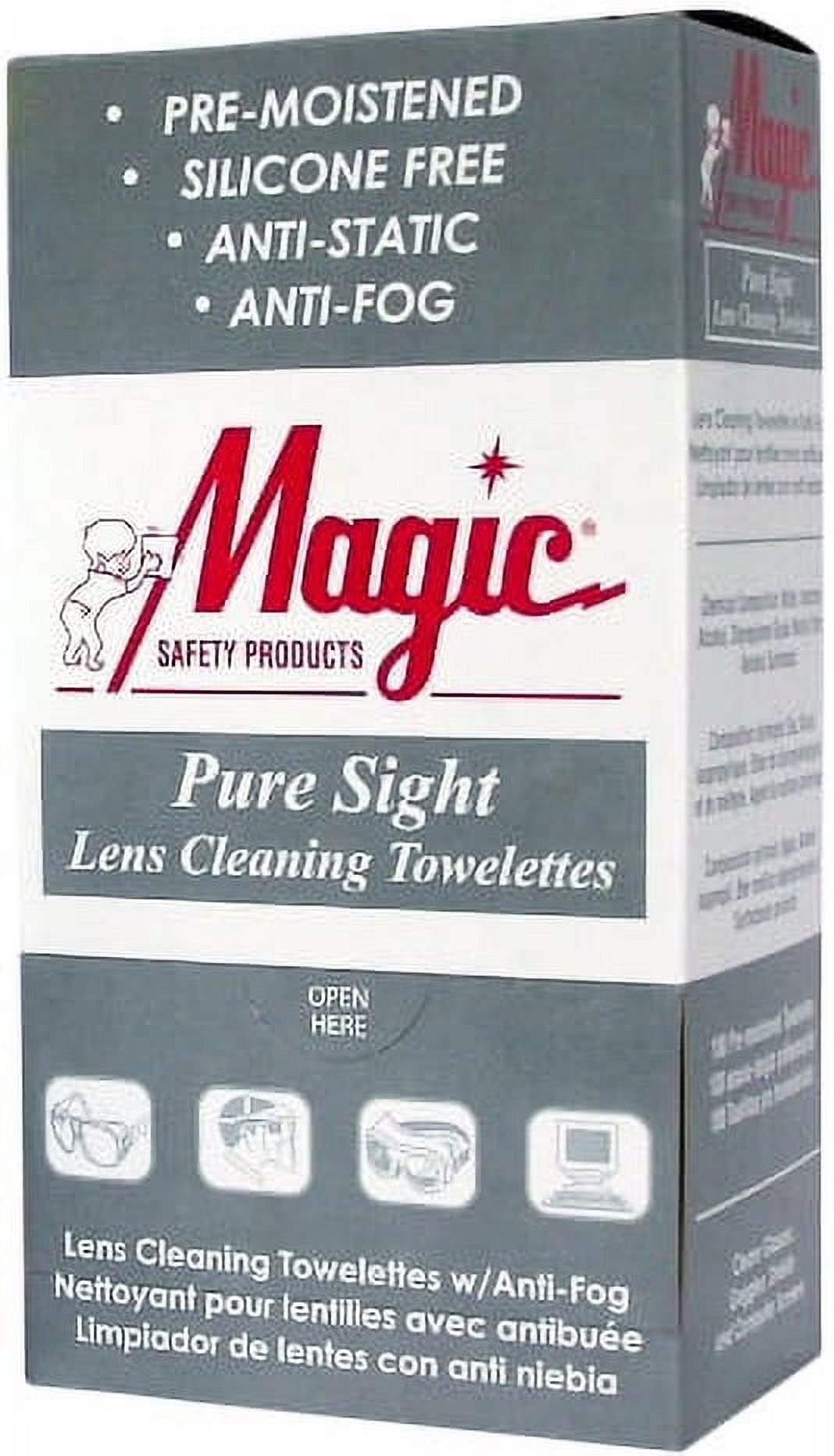 Magic Pure Sight Safety Lens Antibacterial Cleaning Towelettes, 100 Per