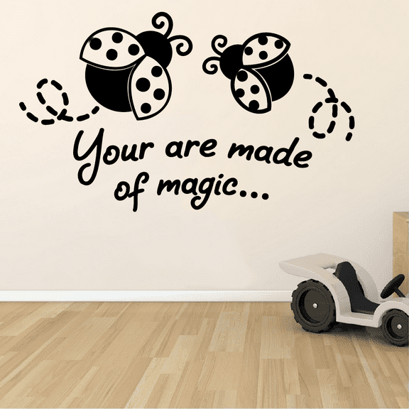 Magic Quote Ladybug Ladybugs Lady Bug Bugs Cute Animal Insect Vinyl Design Wall Sticker Art Decal Boy Girl Kid Room Bedroom Nursery Kinder Playroom Home Decor Stickers Decoration Size (6x10 inch)