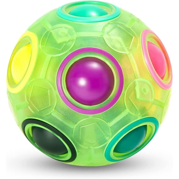 Magic Rainbow Puzzle FootBall- Fidget Ball Puzzle Game- Brain Teaser Toy for Boys & Girls Age 3 and Up- Birthday Party Christmas Easter Gift Stocking Stuffers Toy for Kids Teens Adults