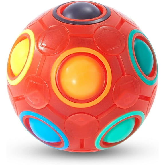 Magic Rainbow Puzzle FootBall- Fidget Ball Puzzle Game- Brain Teaser Toy for Boys & Girls Age 3 and Up- Birthday Party Christmas Easter Gift Stocking Stuffers Toy for Kids Teens Adults