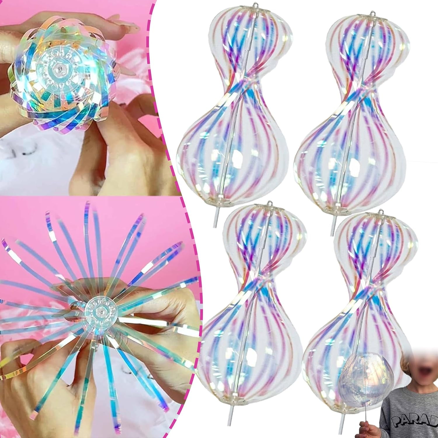4 Piezas Magic Rainbow Spinners – Girando Arcoíris Con Efectos Brillantes, Juguetes Sensoriales Para Fiestas Infantiles, Decoración De Cumpleaños, Regalos Para Niños Y Adultos
