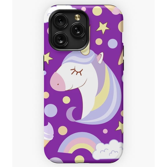 Magic Rainbow Unicorn on Purple Background A12152 Phone Case for iPhone 11 to 17 Pro Max
