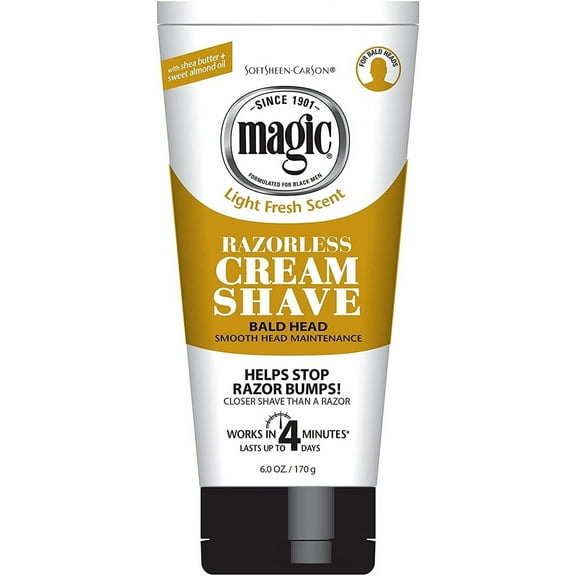 Magic Razorless Cream Shave Bald Head 6 Ounce Tube (177ml) (6 Pack)