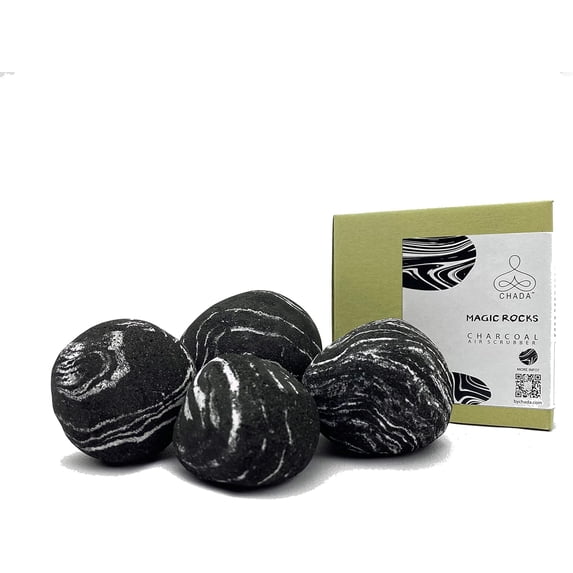 Magic Rocks : Charcoal Air Deodorizer, No Chemicals, Activated Charcoal, Natural Room Odor Eliminator, Neutralizer, Absorb Smoke Smell, 420 g, set of 4 rocks